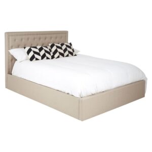 Hannata Fabric Storage Ottoman King Size Bed In Beige