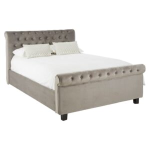 Lionrock Velvet Storage Ottoman King Size Bed In Steel Grey