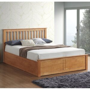 Malmo Wooden Ottoman Storage Double Bed In Oak