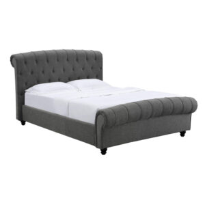 Sanura Linen Fabric Double Bed In Grey