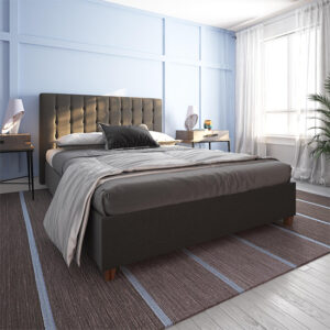 Edeline Linen Fabric Double Bed In Grey