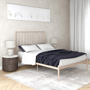 Galdesa Modern Metal King Size Bed In Millennial Pink