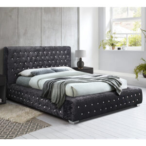 Geneva Crushed Velvet King Size Bed In Black