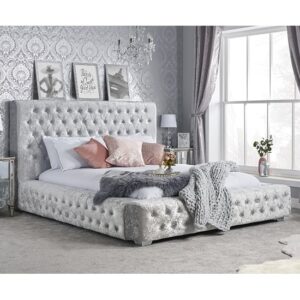 Geneva Crushed Velvet King Size Bed In Grey