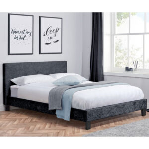 Berlins Fabric King Size Bed In Black Crushed Velvet