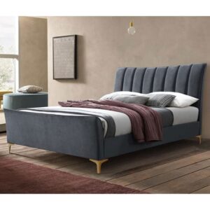 Claver Fabric Double Bed In Grey