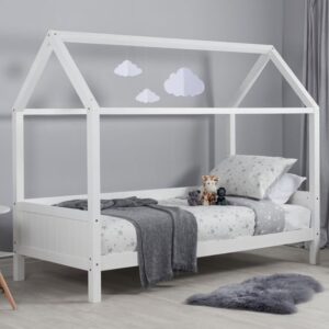 Herrin Wooden Single Bed In White