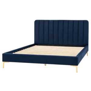 Kingman Polyester Fabric King Size Bed In Indigo