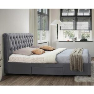 Marlowe Fabric Storage King Size Bed In Grey