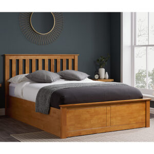 Phoney Rubberwood Ottoman King Size Bed In Oak