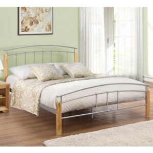 Tetra Metal King Size Bed In Beech And Silver