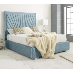 Darwin Plush Velvet Double Bed In Duck Egg