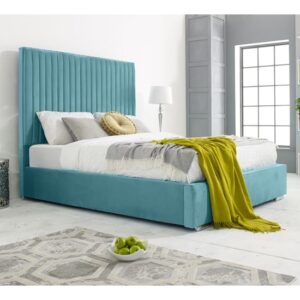 Medan Plush Velvet Double Bed In Teal