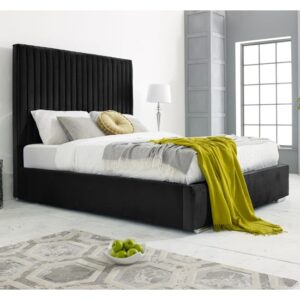 Medan Plush Velvet Super King Size Bed In Black