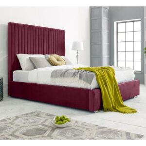 Medan Plush Velvet Super King Size Bed In Maroon