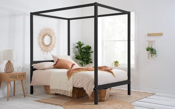 Birlea Mercia Four Poster Bed Frame, King Size, Black