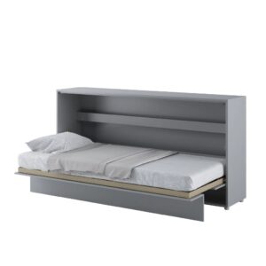 Cadillac Horizontal Wall Wooden Single Bed In Matt Grey