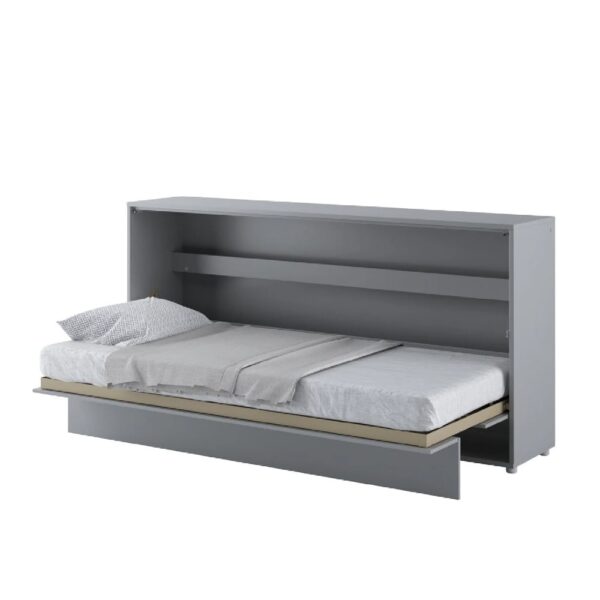 Cadillac Horizontal Wall Wooden Single Bed In Matt Grey