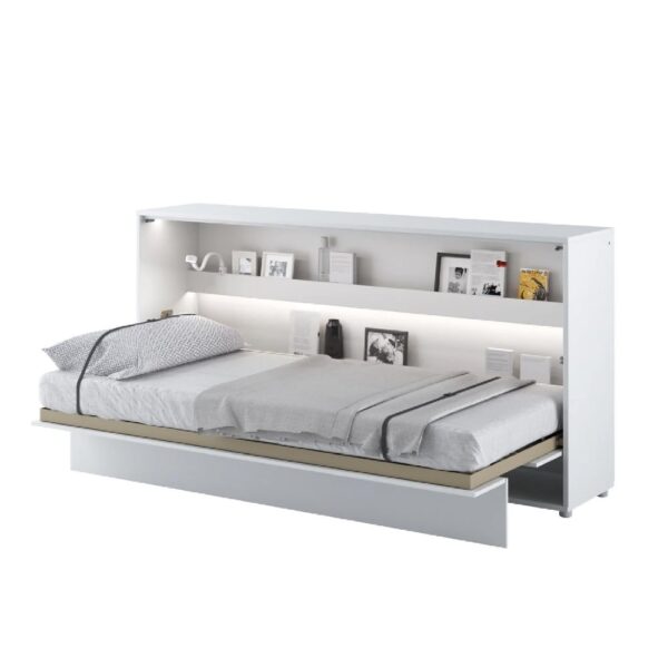 Cadillac Horizontal Wall Wooden Single Bed In Matt White