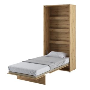 Cadillac Vertical Wall Wooden Single Bed In Artisan Oak