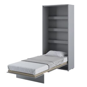 Cadillac Vertical Wall Wooden Single Bed In Matt Grey