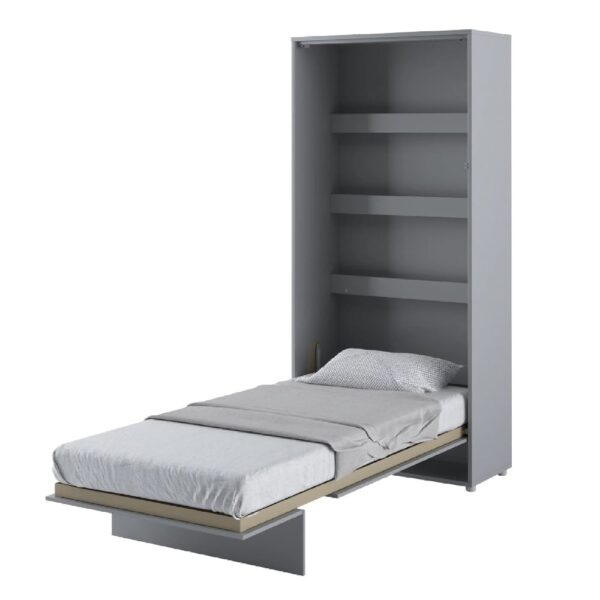 Cadillac Vertical Wall Wooden Single Bed In Matt Grey