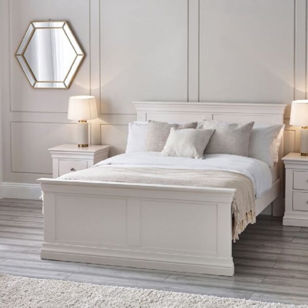 Calida Wooden King Size Bed In White