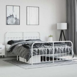 Carmel Metal Super King Size Bed In White