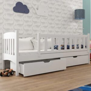 Galax Wooden Single Bed With Storage In Matt White