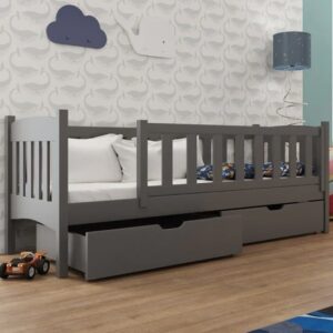 Gallio Wooden Single Bed With Storage In Graphite