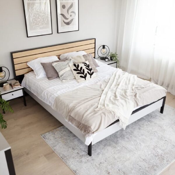 Guelph Wooden King Size Bed In Grey