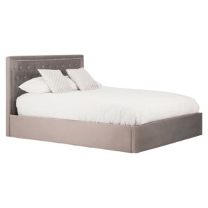 Hannata Velvet Storage Ottoman King Size Bed In Brushed Steel