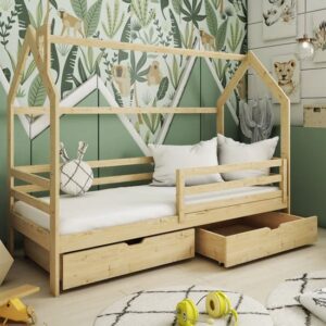 Leeds Storage Wooden Single Bed In Pine With Bonnell Mattress