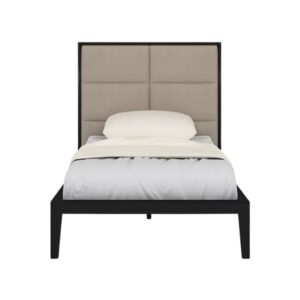 Ogen Single Bed In Wenge With Beige Fabric Headboard