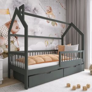 Orem Storage Wooden Single Bed In Graphite