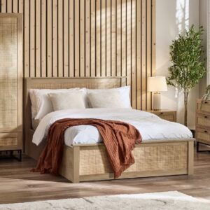 Pabla Wooden Storage Ottoman Double Bed In Oak