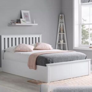 Phoney Rubberwood Ottoman King Size Bed In White