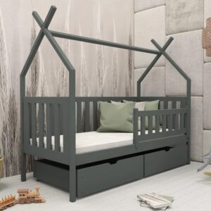 Suva Storage Wooden Single Bed In Graphite