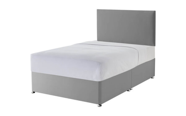 Silentnight Slate Grey Divan Bed, Double, Full Ottoman Storage, Matching Selene Headboard