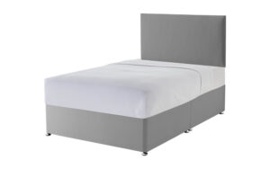 Silentnight Slate Grey Divan Bed, Double, Half Ottoman + 2 Half Drawers, Matching Paris Headboard